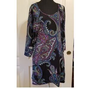 Almost Famous Casual Career Multicolor Paisley Print 3/4 Kimono Sleeve Size XL